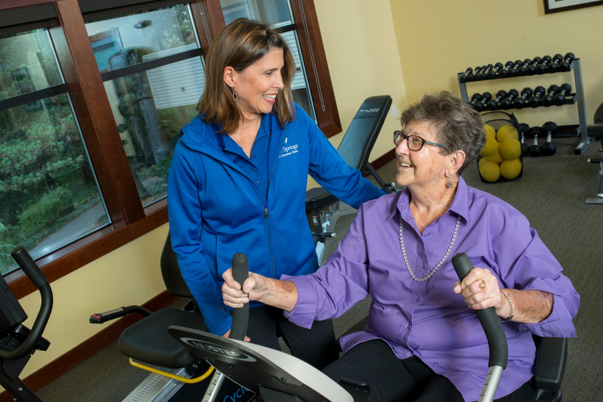 Two women working out