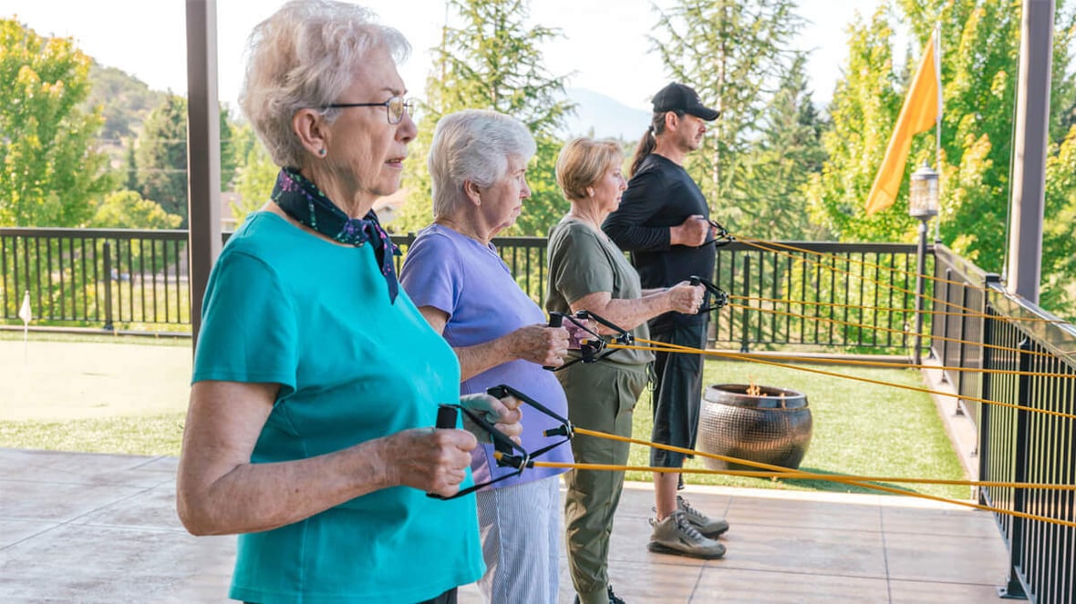 Residents exercising outdoors at the Veranda Park community