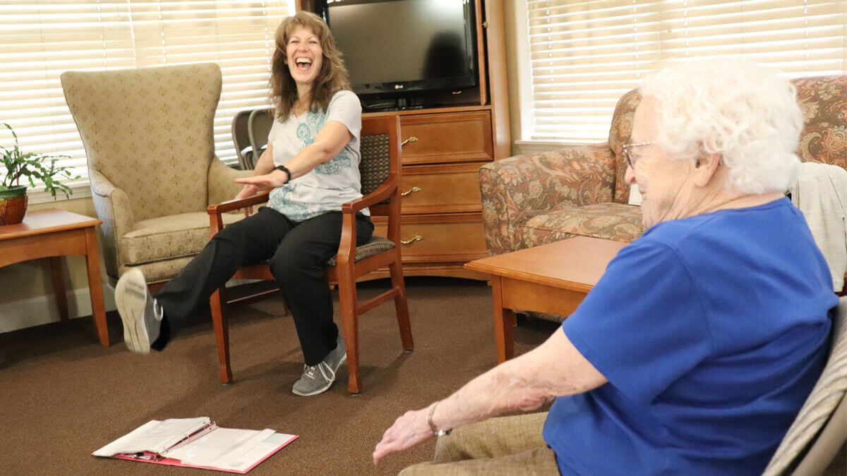 Residents exercising at the Willowcreek community