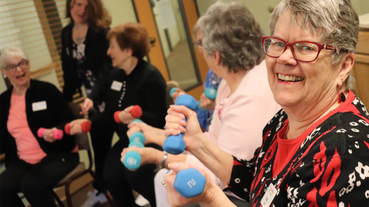 Residents exercising at Mill Creek community