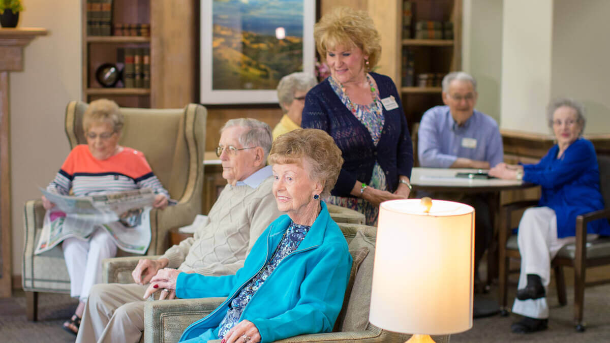 Residents enjoying time in the common areas at the Anna Maria community