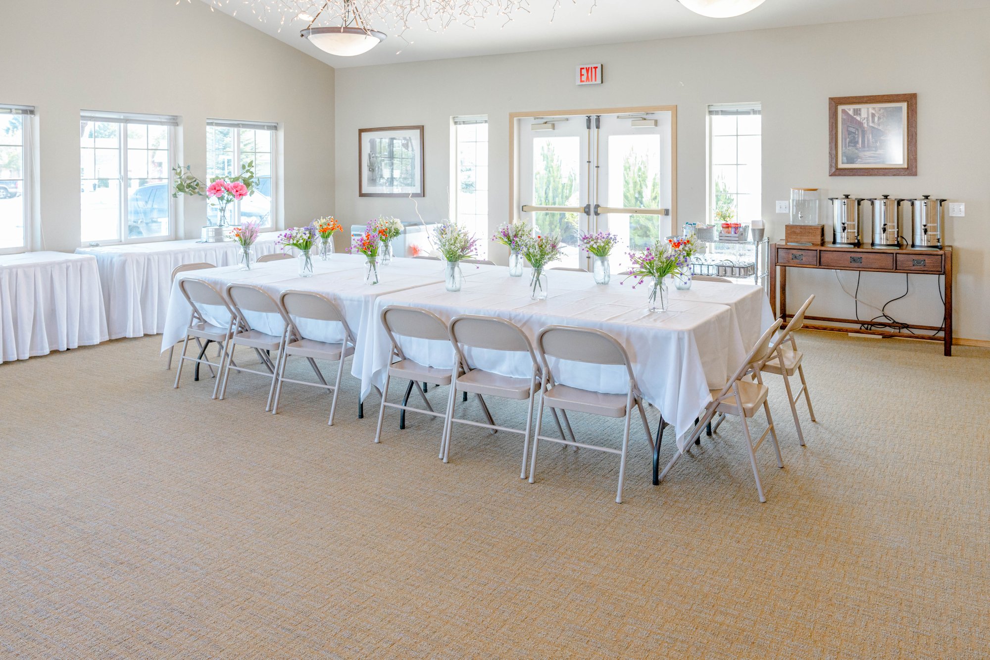 Club house with a table set up