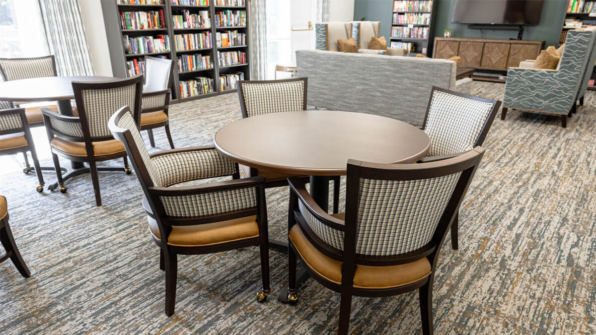 Library table at the Lancaster Village community