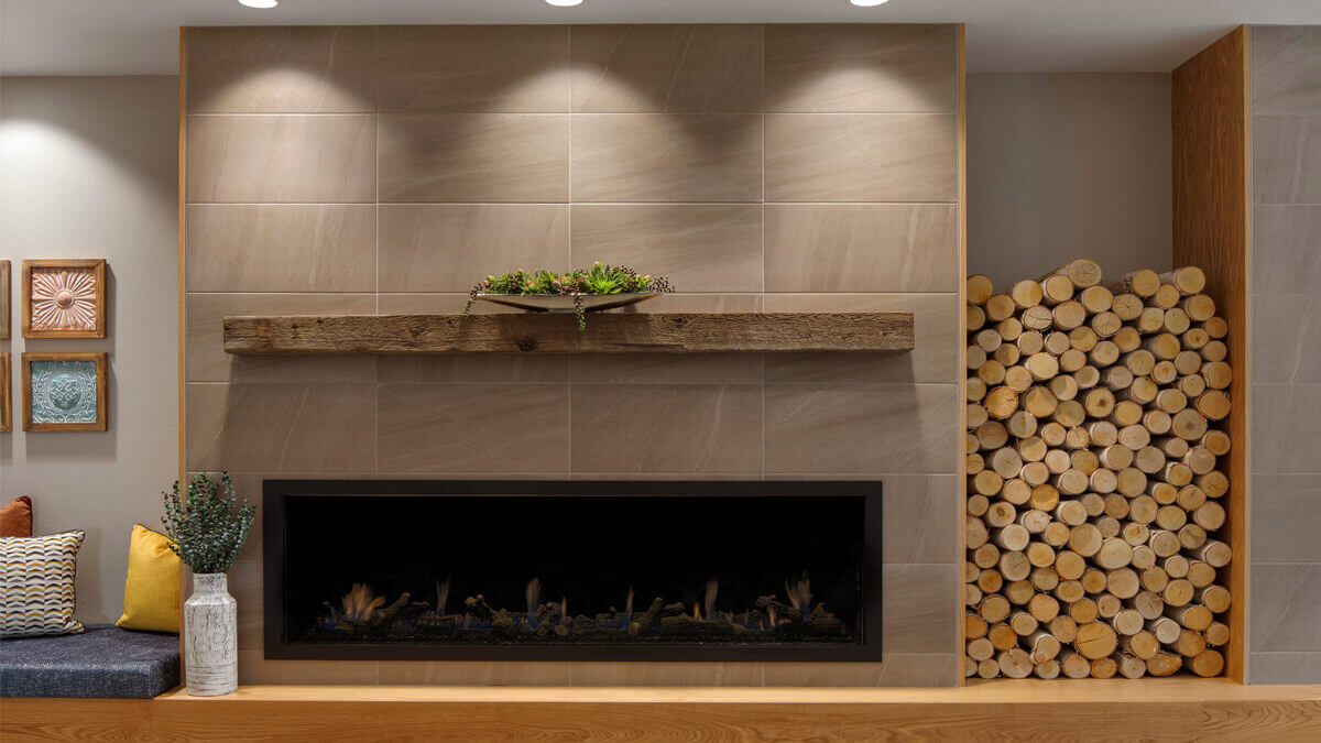 Fireplace common area inside the Happy Valley community