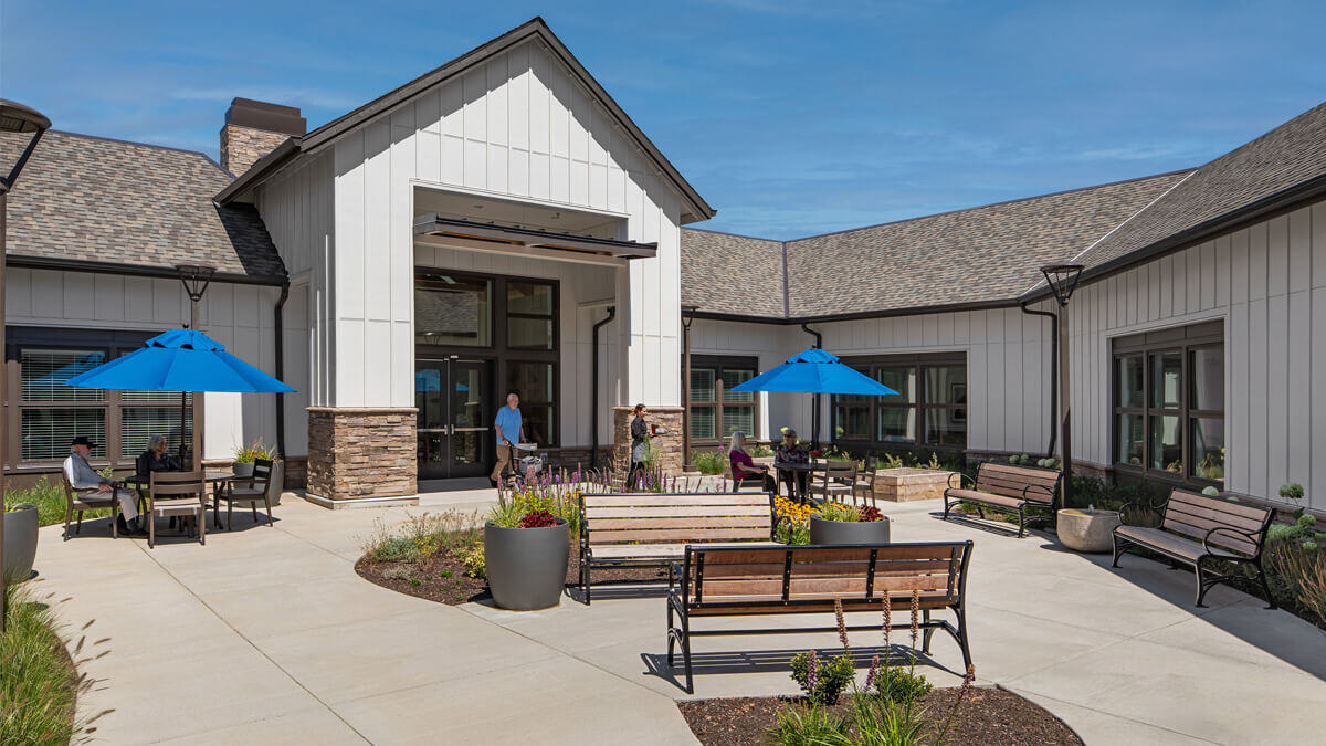 Outdoor patio at the Happy Valley community