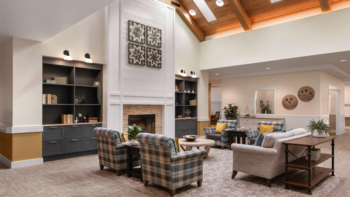 Seating area inside the Happy Valley community