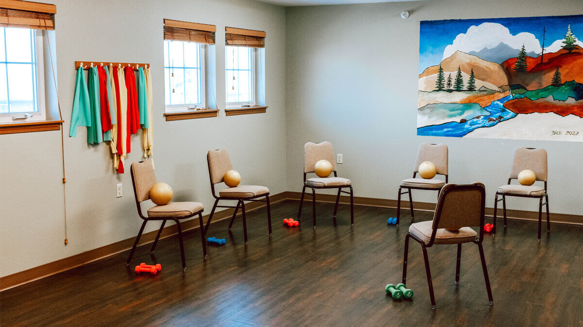 Fitness room at the Missoula community