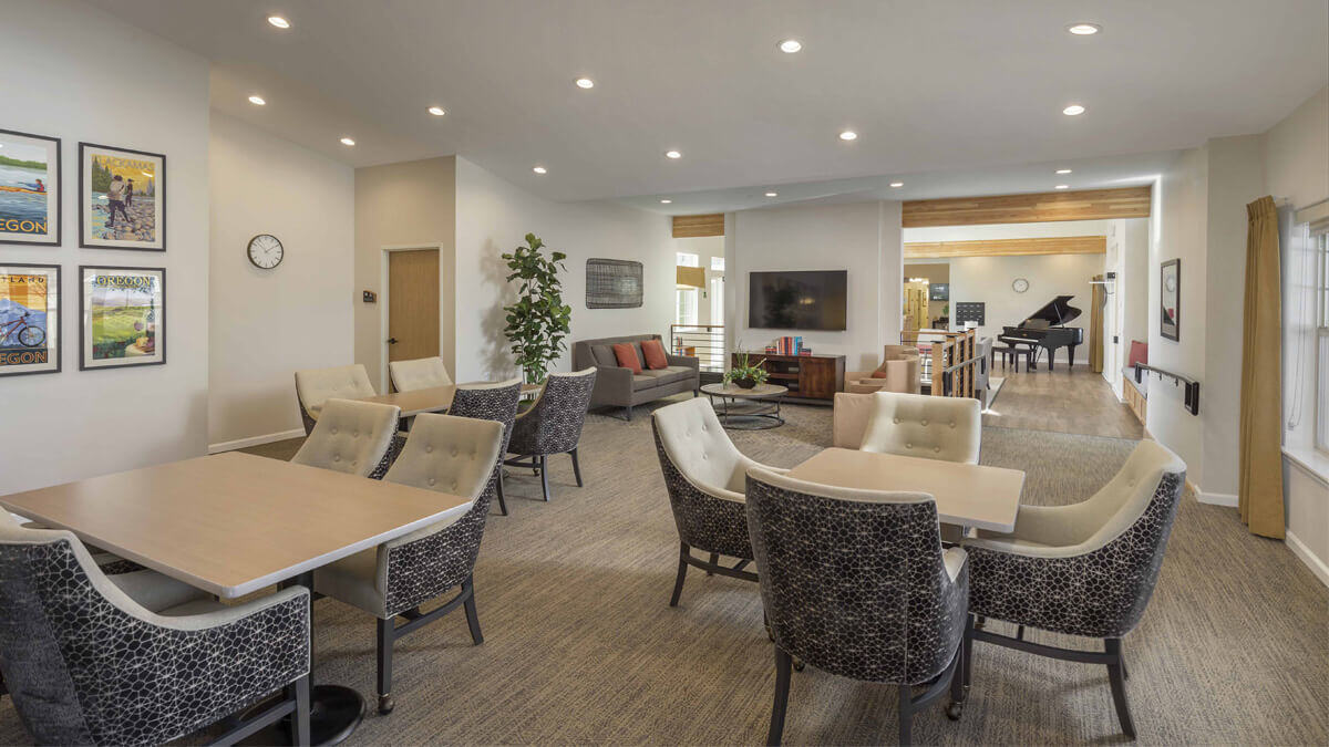 Common area seating at Clackamas Woods community