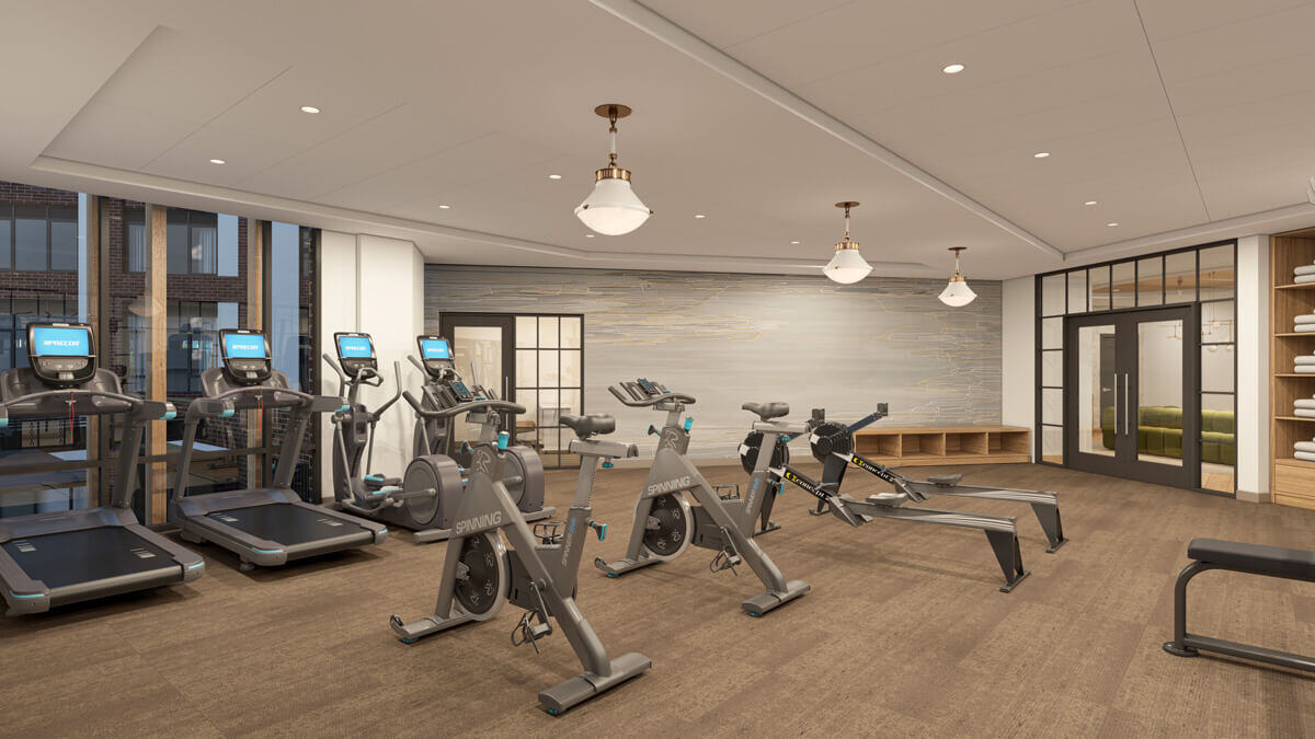 Rendering of a fitness area at The Springs at The Waterfront